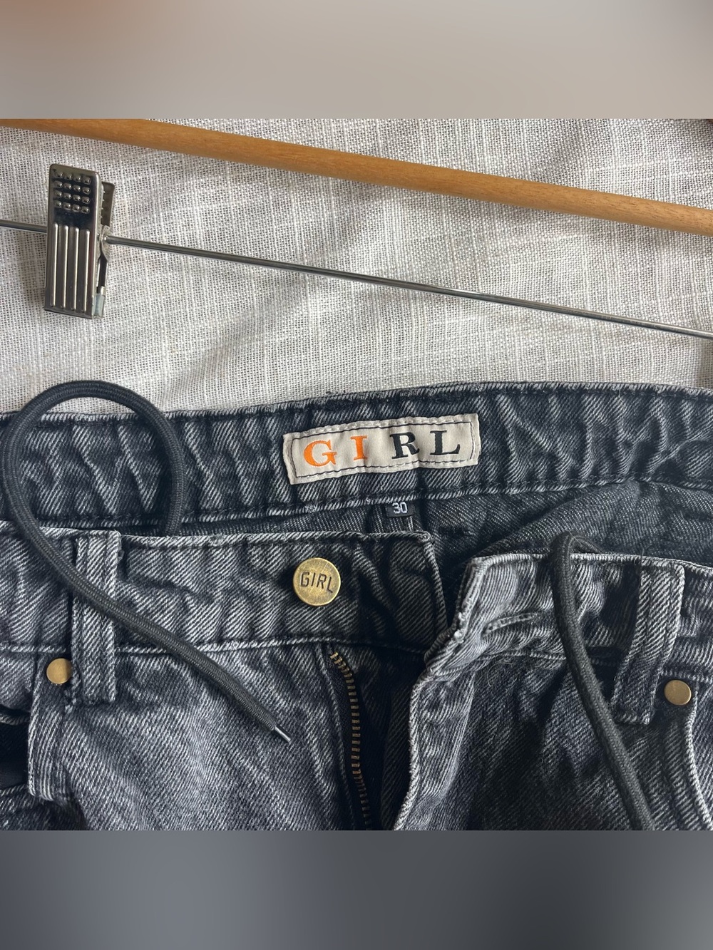 90s GIRL Skater Baggy Jeans Black Denim - Picture 12 of 13